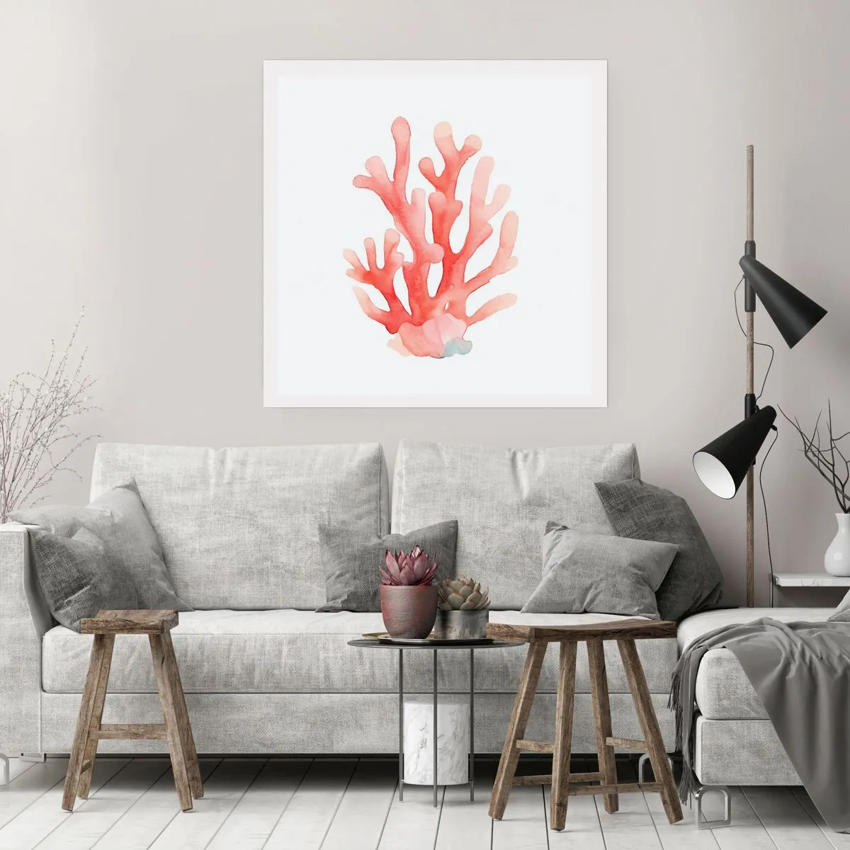 Affiche - Poster - Corail couleur corail - 30x30 cm