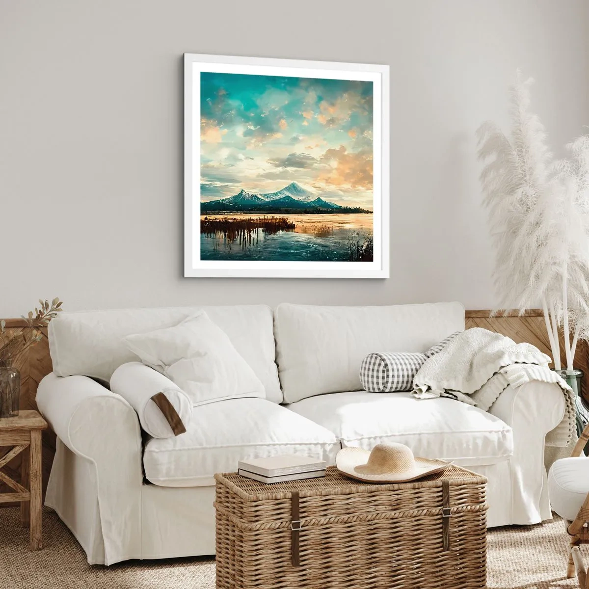 Affiche dans un cadre blanc - Poster - Sous la protection du ciel - 40x40 cm