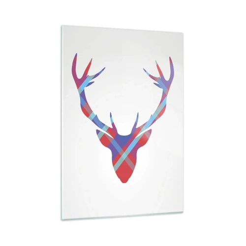 Impression sur verre - Image sur verre - Image géométrique d'un cerf aux couleurs pastel - 50x70cm - Cerf écossais - Décoration murale moderne pour le salon et la chambre ARTTOR