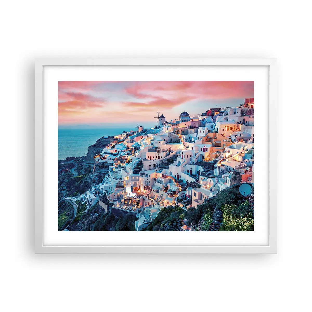 Affiche dans un cadre blanc - Poster - Vos grandes vacances en Grèce - 50x40 cm