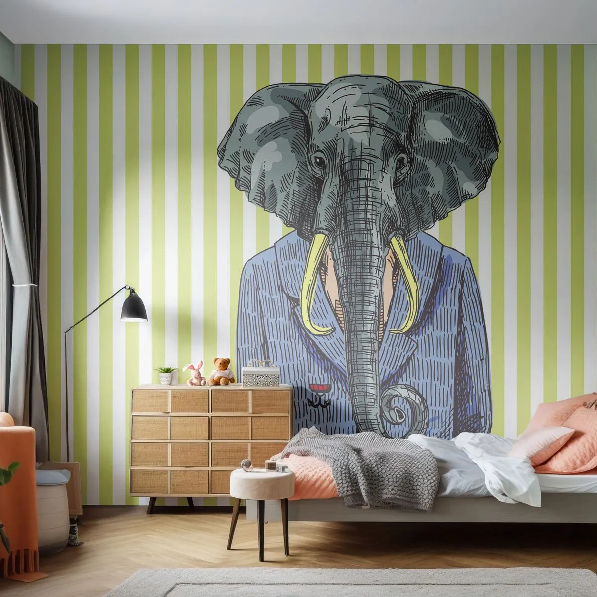 Papier Peint Autocollant Deluxe Sticker - Élégant par nature - Abstraction, Éléphant, Portrait - 250x175 cm