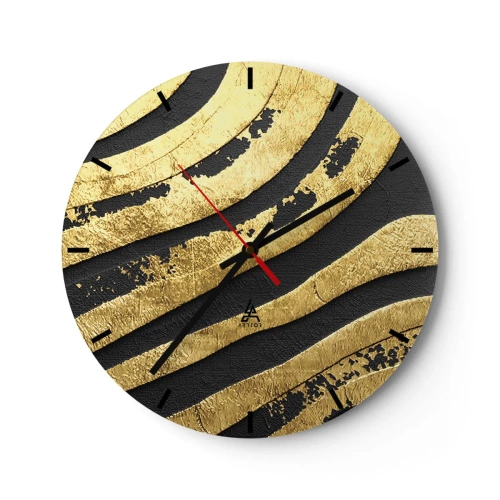 Horloge murale - Pendule murale - Motif abstrait en or et noir - 30x30cm - Tout coule - Décoration murale moderne pour le salon, la cuisine et la chambre ARTTOR
