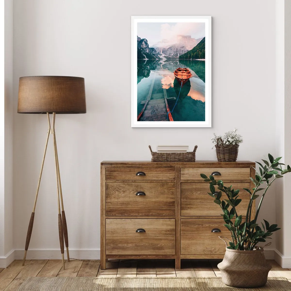 Affiche dans un cadre blanc - Poster - Le rêve calme de la montagne - 70x100 cm