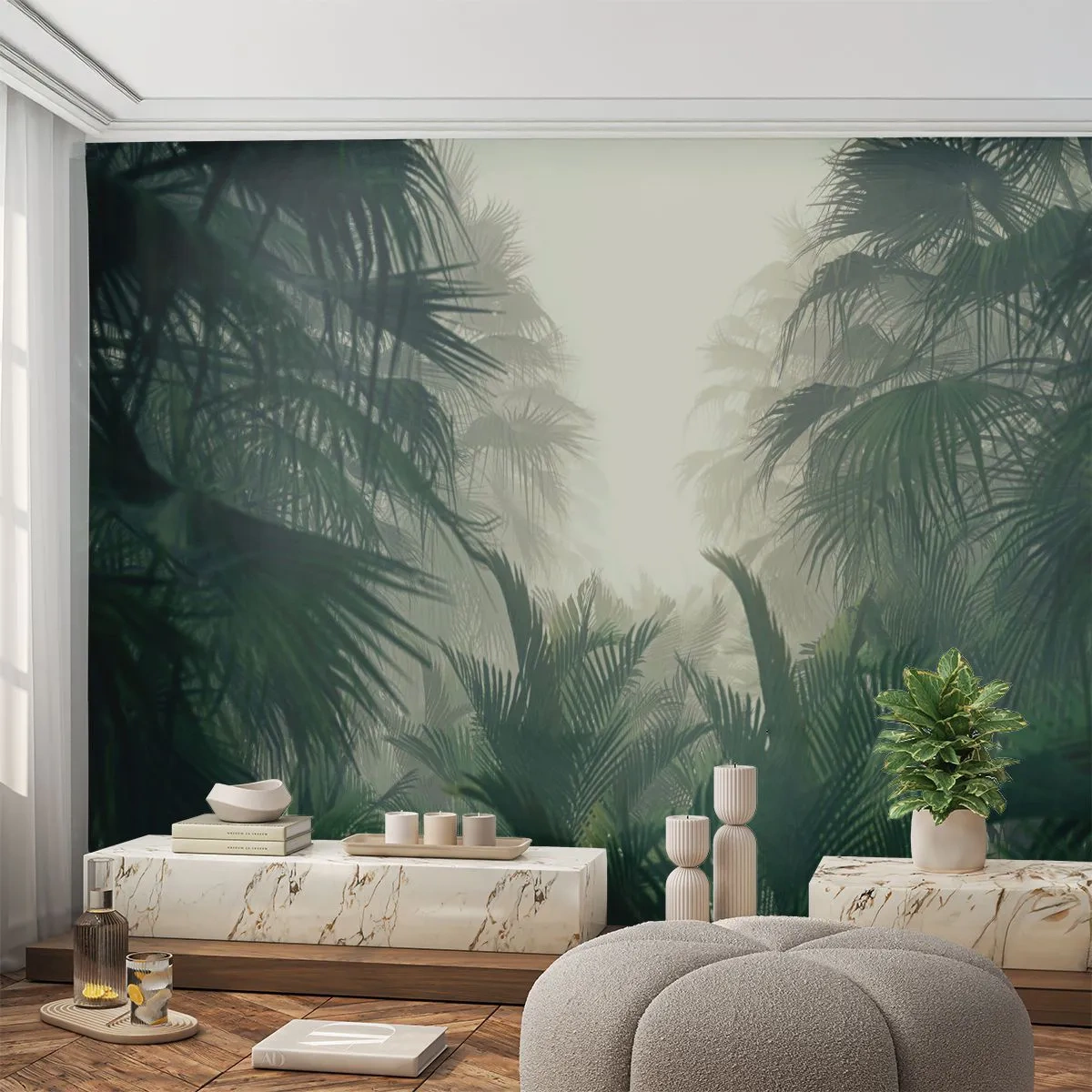 Papier Peint Autocollant Deluxe Sticker - Secret tropical - Jungle, Cocotier, Forêt - 250x175 cm