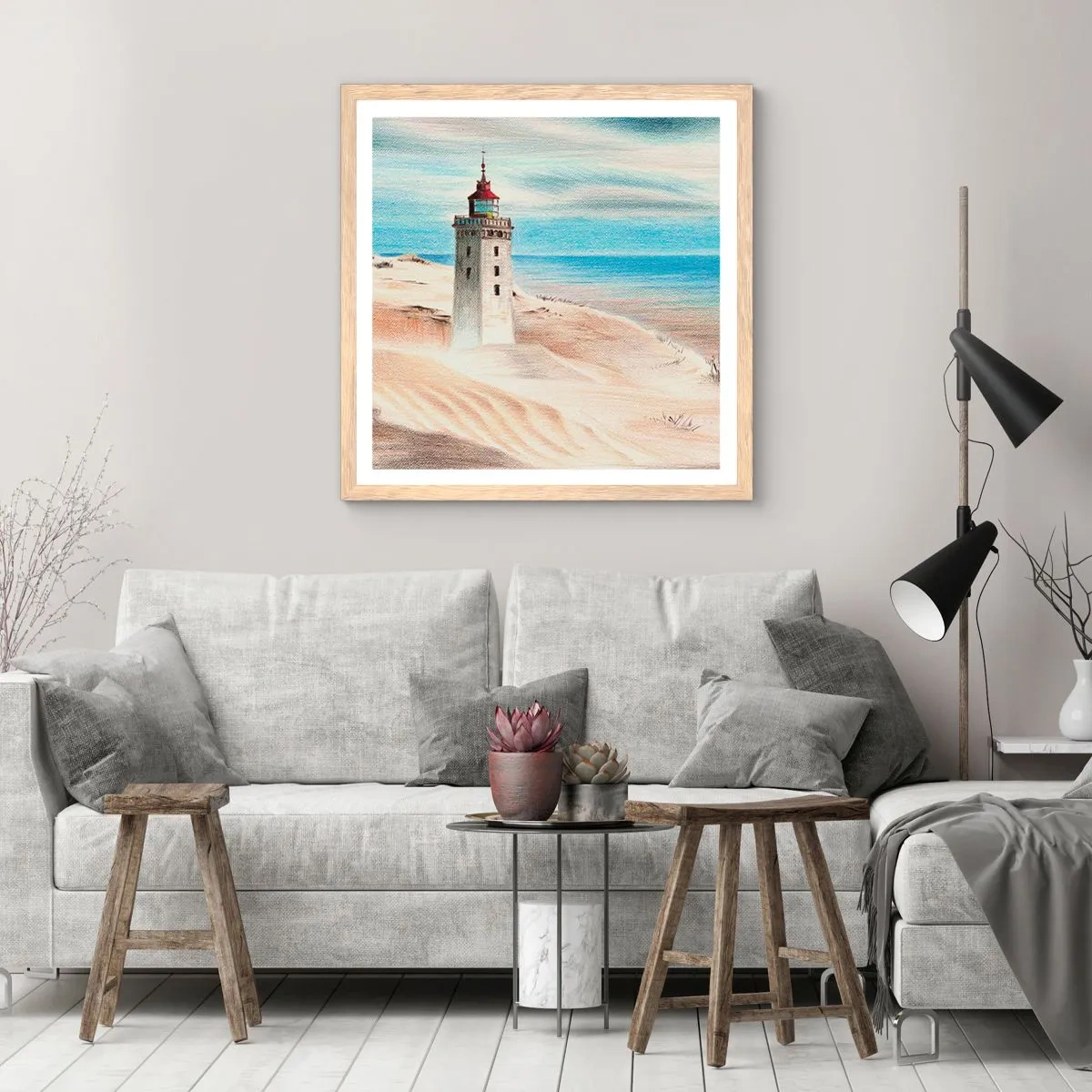 Affiche dans un chêne clair - Poster - Toujours regarder la mer - 40x40 cm