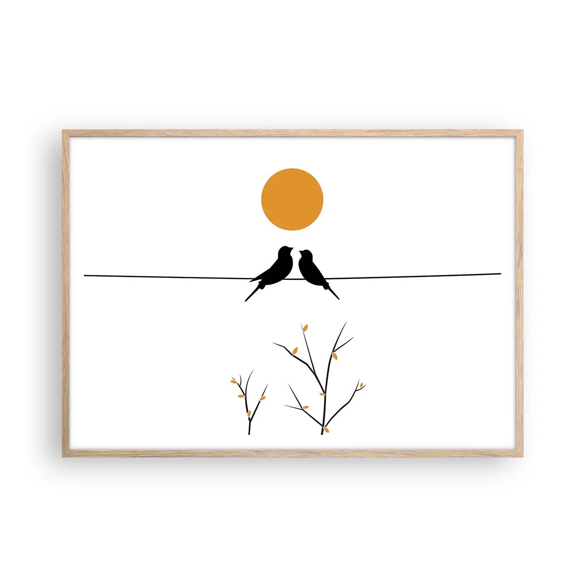 Affiche dans un chêne clair - Poster - Soirée pour rossignols - 100x70 cm