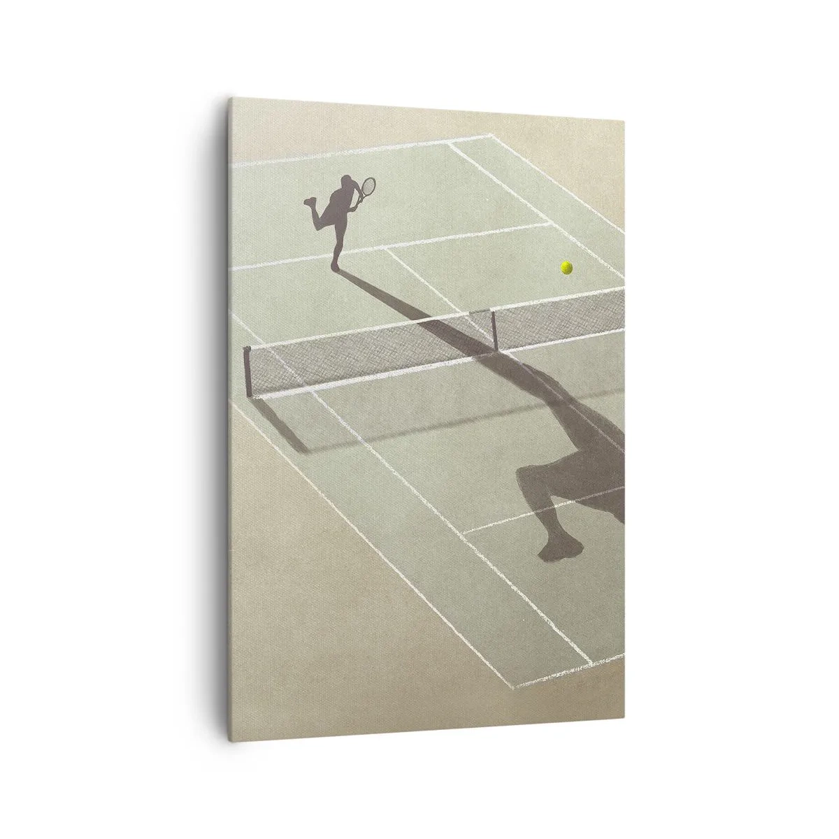Impression sur toile - Image sur toile - L'ombre d'un joueur de tennis sur le court pendant un match de tennis - 70x100cm - Dépassement de soi - Décoration murale moderne pour le salon et la chambre ARTTOR