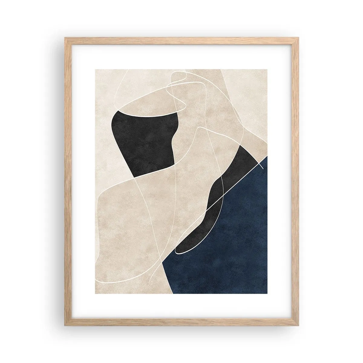 Affiche dans un chêne clair - Poster - Composition abstraite - contraste de couleurs - 40x50 cm