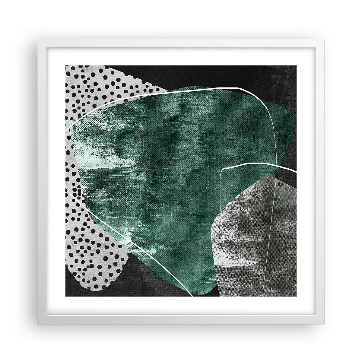 Affiche dans un cadre blanc - Poster - Abstraction colorée avec feuille d'or - 50x50 cm