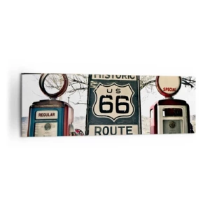 Impression sur toile - Image sur toile - Station-service historique de la Route 66 - 160x50cm - Voyage rétro américain - Décoration murale moderne pour le salon et la chambre ARTTOR
