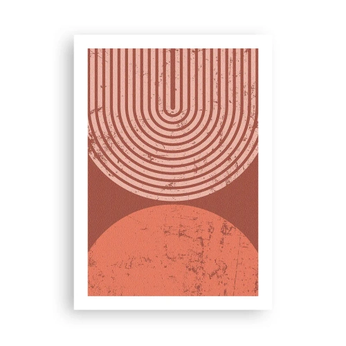 Affiche - Poster - Abstraction géométrique dans des tons de terre cuite avec un effet vintage - 50x70cm - Une relation proche - Décoration murale moderne pour le salon et la chambre ARTTOR