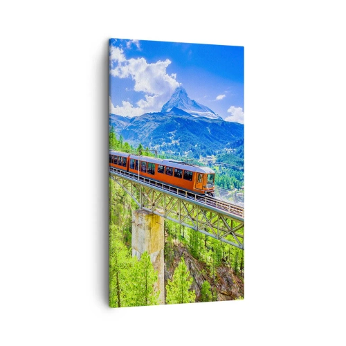 Impression sur toile - Image sur toile - Train dans les Alpes - 45x80 cm