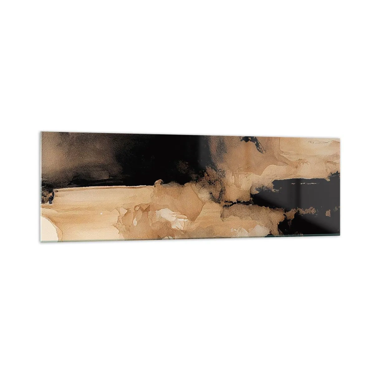 Impression sur verre - Image sur verre - Composition abstraite dans les tons de marron et de noir - 160x50cm - Une abstraction intrigante - Décoration murale moderne pour le salon et la chambre ARTTOR