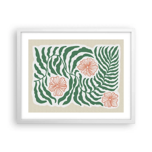Affiche dans un cadre blanc - Poster - Fleurit en vert - 50x40 cm
