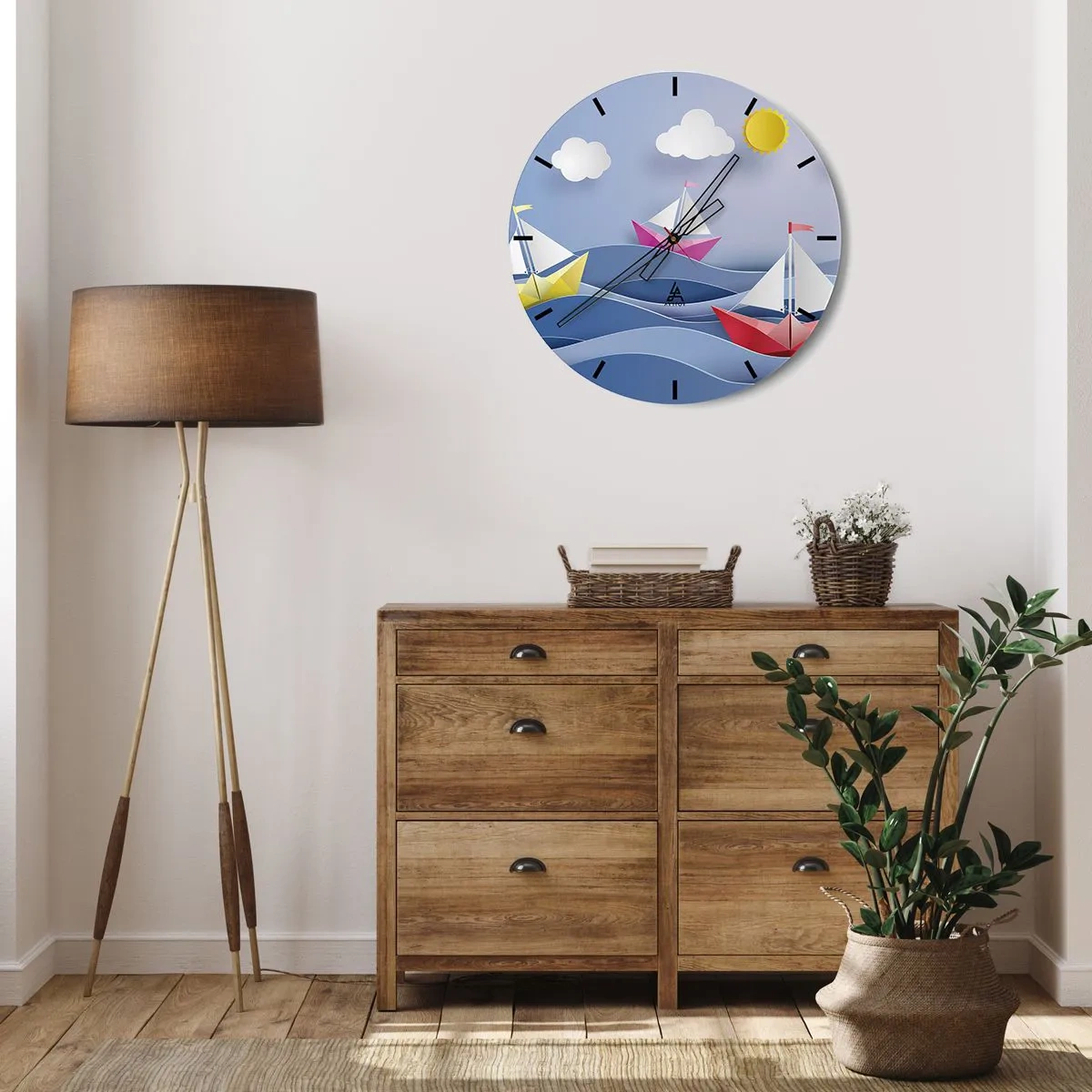 Horloge murale - Pendule murale - Ah qu'il est agréable de se balancer dans les vagues - 40x40 cm
