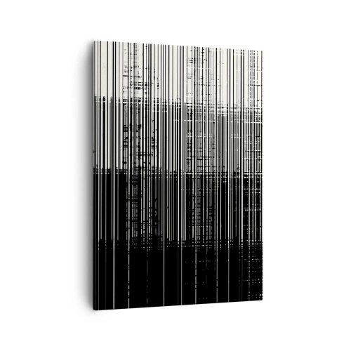 Impression sur toile - Image sur toile - Composition abstraite de lignes en noir et blanc contrastés - 50x70cm - Ondes et vibrations - Décoration murale moderne pour le salon et la chambre ARTTOR