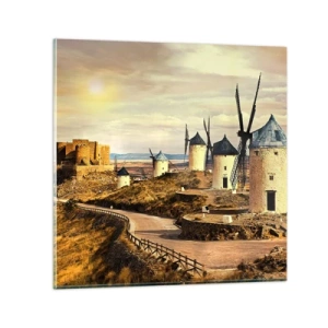 Impression sur verre - Image sur verre - Don Quichotte est sur le point d'arriver - 30x30 cm