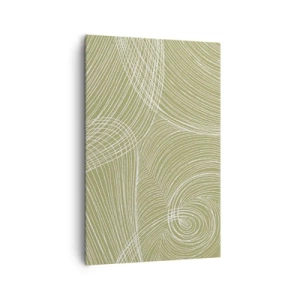 Impression sur toile - Image sur toile - Lignes vertes et blanches dans une composition abstraite - 80x120cm - Abstraction complexe de blanc - Décoration murale moderne pour le salon et la chambre ARTTOR