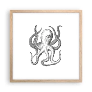 Affiche dans un chêne clair - Poster - Dansant avec les vagues - 40x40 cm