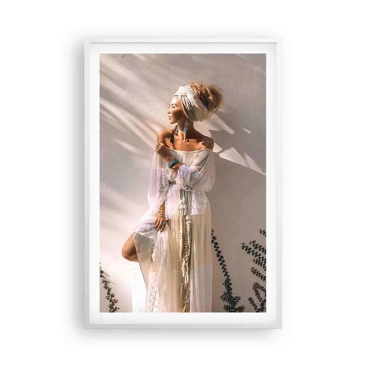 Affiche dans un cadre blanc - Poster - Le soleil et la fille - 61x91 cm