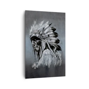 Impression sur toile - Image sur toile - Portrait d'un chef indien portant une coiffe traditionnelle - 80x120cm - Retour aux sources - Décoration murale moderne pour le salon et la chambre ARTTOR
