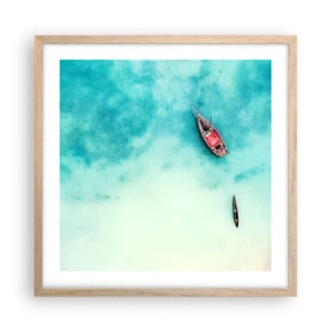 Affiche dans un chêne clair - Poster - Car sur les plages de Zanzibar, quand il y a un débordement d'eau... - 50x50 cm