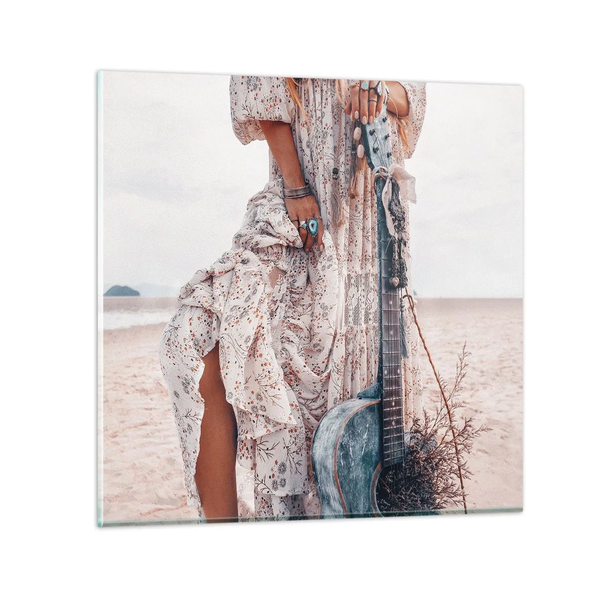 Impression sur verre - Image sur verre - Enfant de fleur en route - 70x70 cm