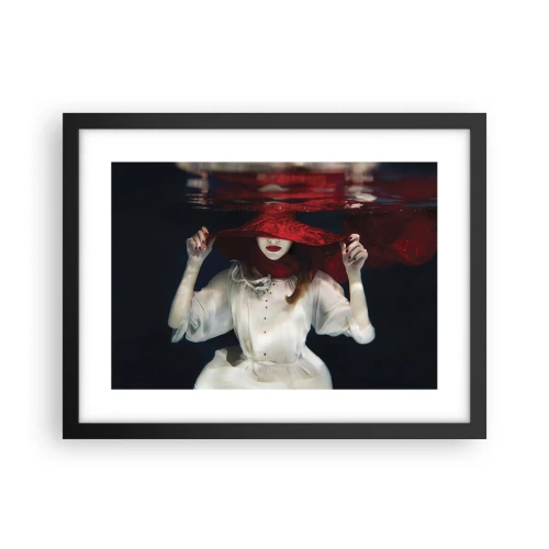 Affiche dans un cadre noir - Poster - Femme mystérieuse - 40x30 cm