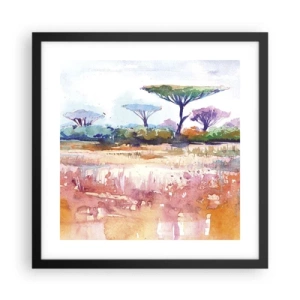 Affiche dans un cadre noir - Poster - Couleurs de savane - 40x40 cm