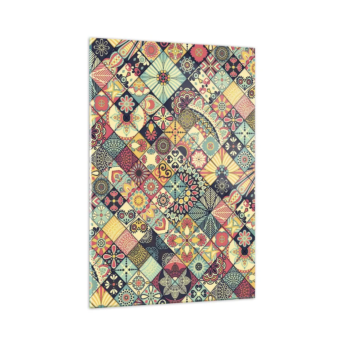 Impression sur verre - Image sur verre - Motifs géométriques colorés inspirés du style marocain - 70x100cm - Ambiance marocaine - Décoration murale moderne pour le salon et la chambre ARTTOR