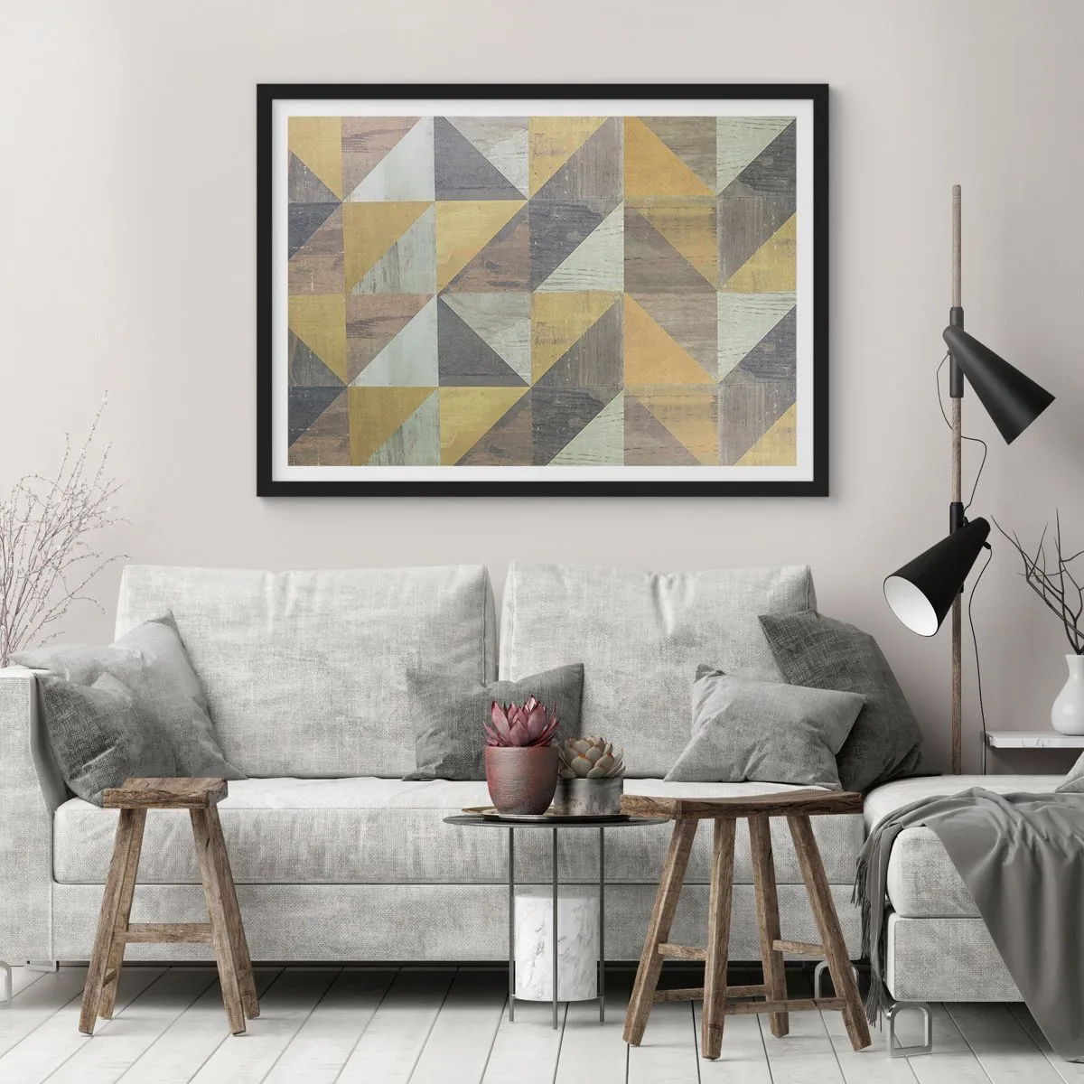 Affiche dans un cadre noir - Poster - Suivant l'angle du triangle - 50x40 cm
