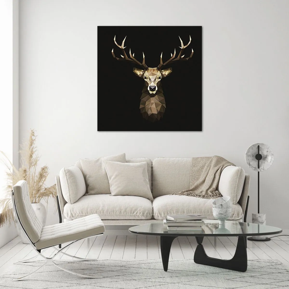 Impression sur verre - Image sur verre - Cerf cubique - 60x60 cm