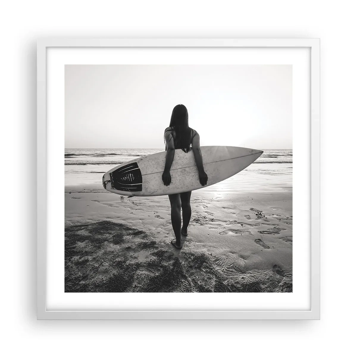 Affiche dans un cadre blanc - Poster - Fille des vagues de la mer - 50x50 cm