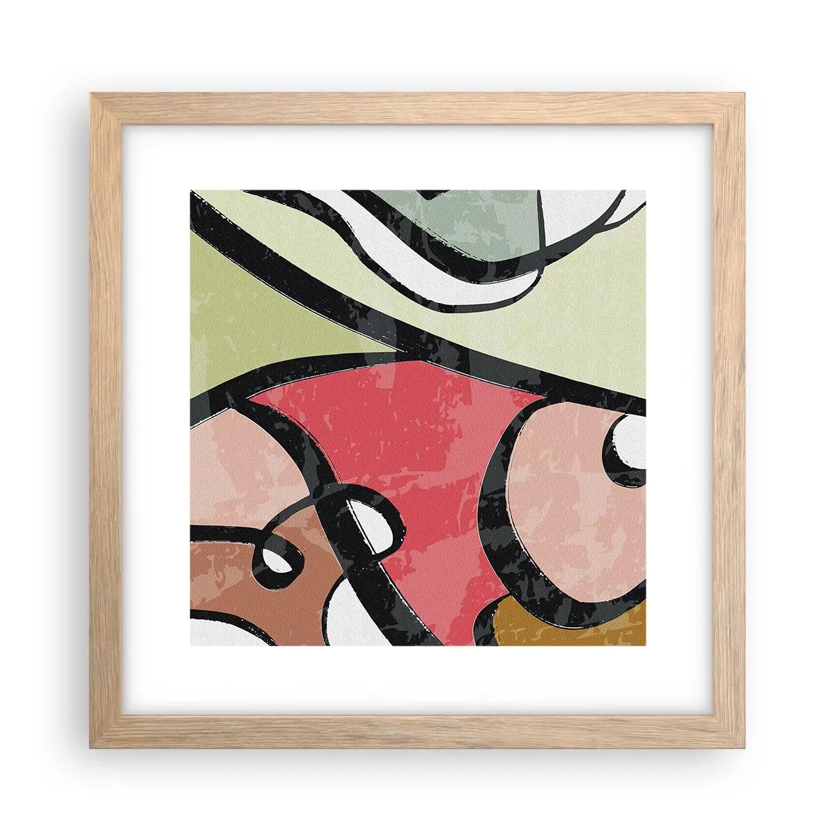 Affiche dans un chêne clair - Poster - Pirouettes parmi les couleurs - 30x30 cm