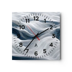 Horloge murale - Pendule murale - Vagues blanches et bleues - 30x30 cm
