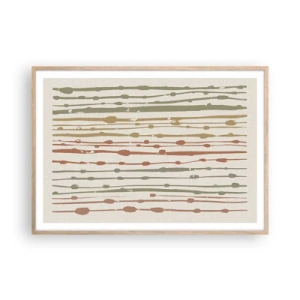Affiche dans un chêne clair - Poster - Notation musicale des couleurs - 100x70 cm