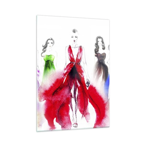 Impression sur verre - Image sur verre - Croquis de femmes en robes de soirée colorées - 50x70cm - Ambiances pour les déguisements - Décoration murale moderne pour le salon et la chambre ARTTOR