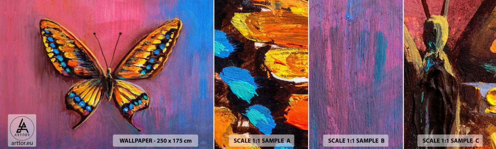 Échantillon De Papier Peint Standard Eco - Un joyau de la nature - Papillon, Morceau, Peinture - 100x30 cm