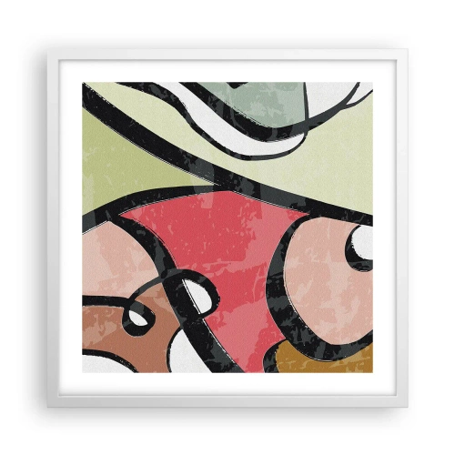 Affiche dans un cadre blanc - Poster - Pirouettes parmi les couleurs - 50x50 cm