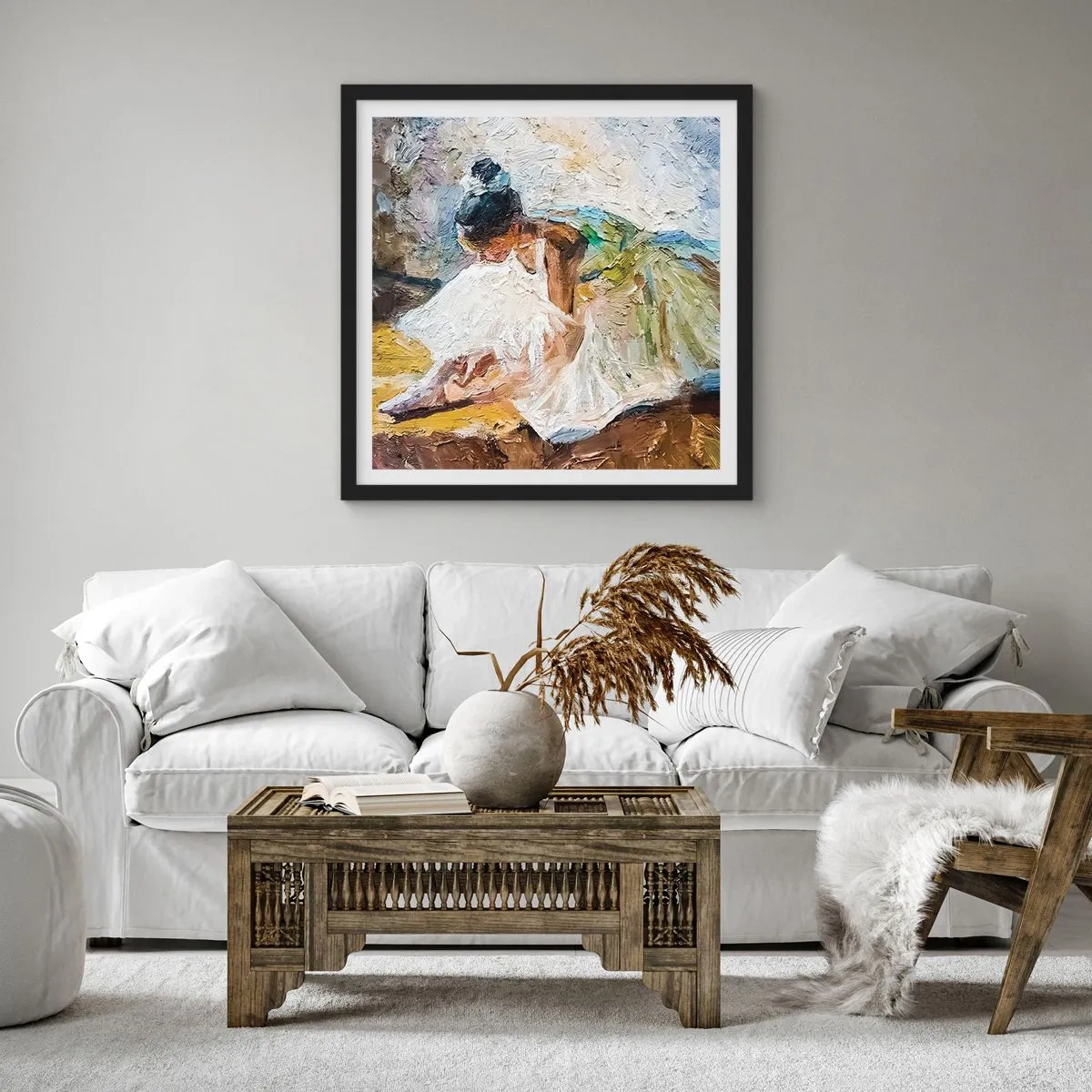 Affiche dans un cadre noir - Poster - D'après un tableau de Degas - 50x50 cm