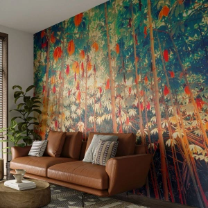 Papier Peint Photo Premium Canvas - La vie secrète des feuilles - Forêt tropicale, Nature, Des arbres - 500x350 cm