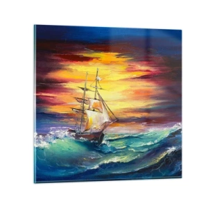 Impression sur verre - Image sur verre - Courageusement sous les vagues - 40x40 cm