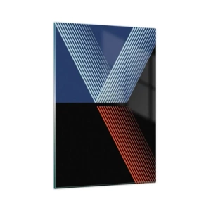 Impression sur verre - Image sur verre - Lignes géométriques dans les tons de rouge et de bleu - 80x120cm - Histoire simple - Décoration murale moderne pour le salon et la chambre ARTTOR
