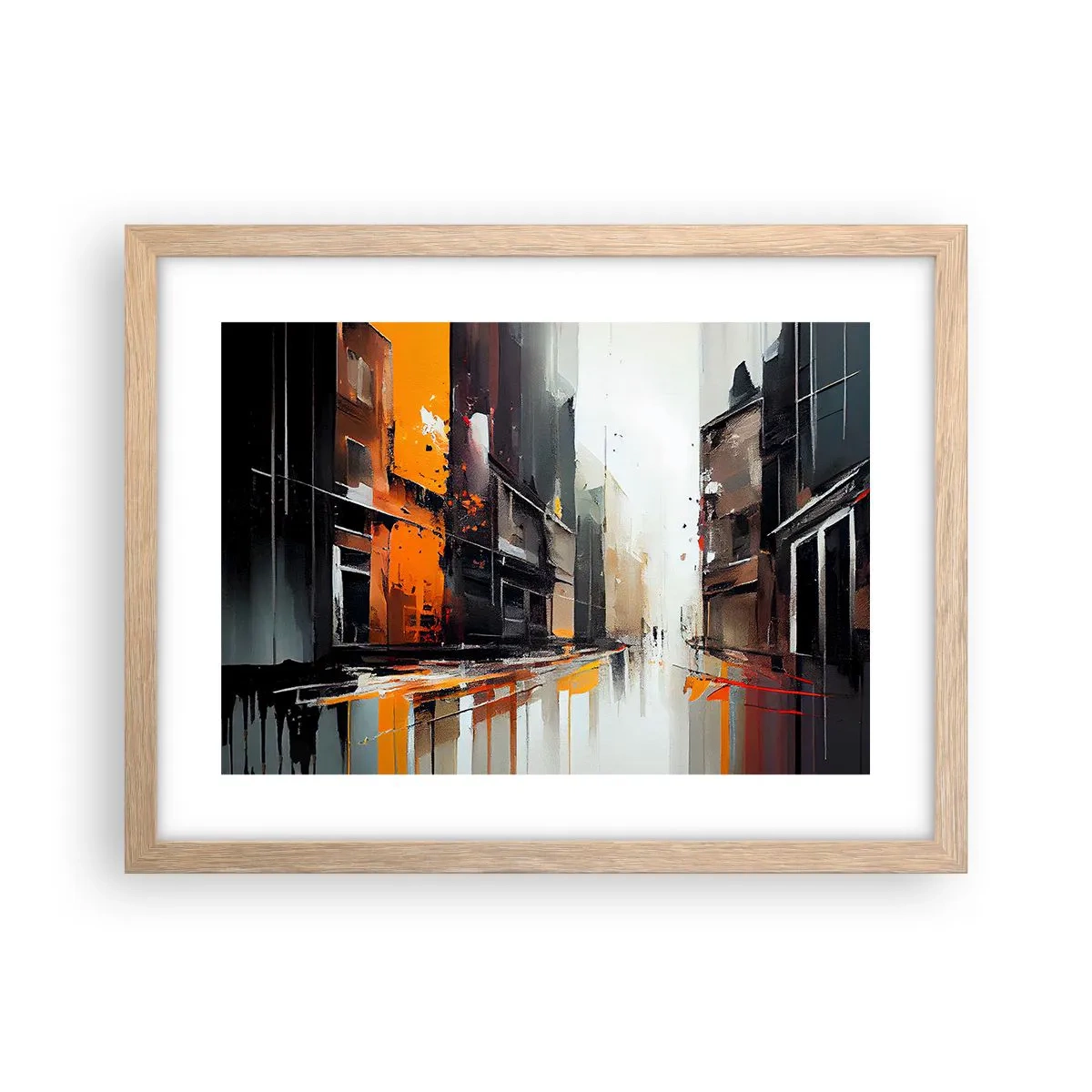 Affiche dans un chêne clair - Poster - Jour de pluie - 40x30 cm