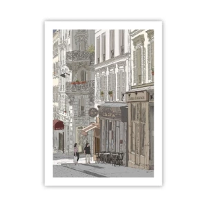 Affiche - Poster - Illustration d'une charmante rue de style parisien - 50x70cm - Joie de la ville - Décoration murale moderne pour le salon et la chambre ARTTOR