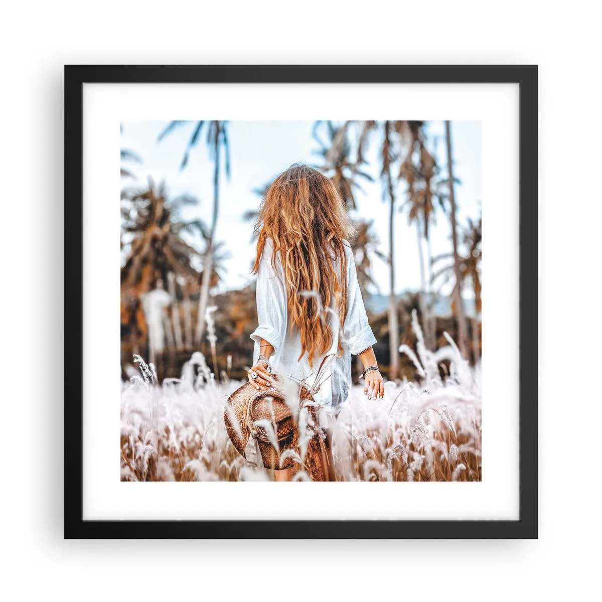 Affiche dans un cadre noir - Poster - Né de peluches d'herbe - 40x40 cm