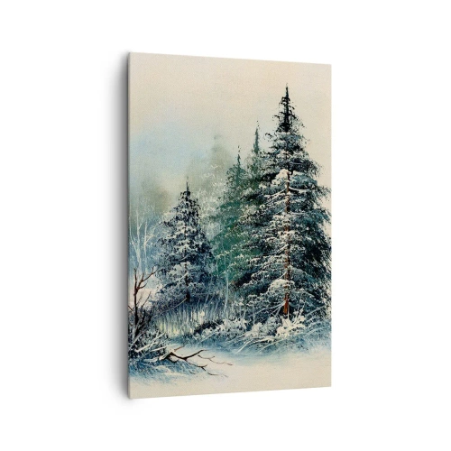 Impression sur toile - Image sur toile - Paysage d'hiver avec des arbres enneigés - 80x120cm - Prêt pour les fêtes - Décoration murale moderne pour le salon et la chambre ARTTOR