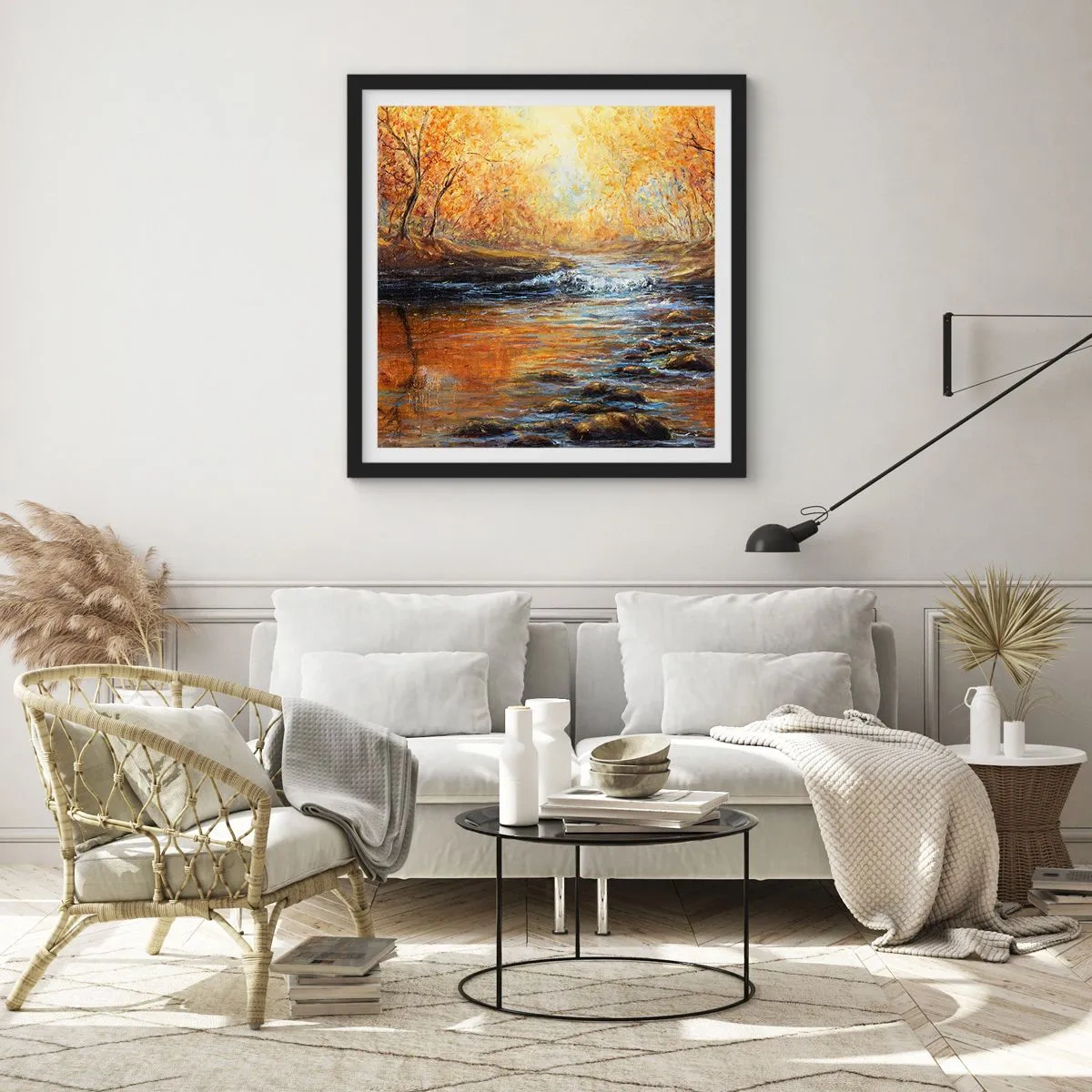 Affiche dans un cadre noir - Poster - Le ruisseau d'or - 30x30 cm