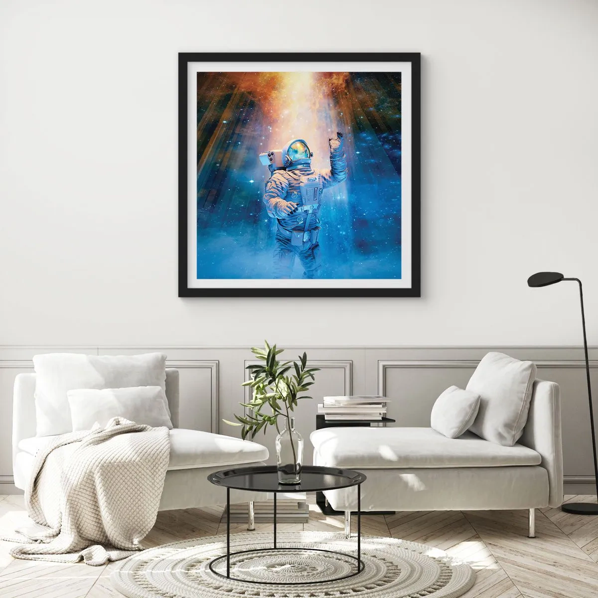 Affiche dans un cadre noir - Poster - Enfin arrivé - 50x50 cm