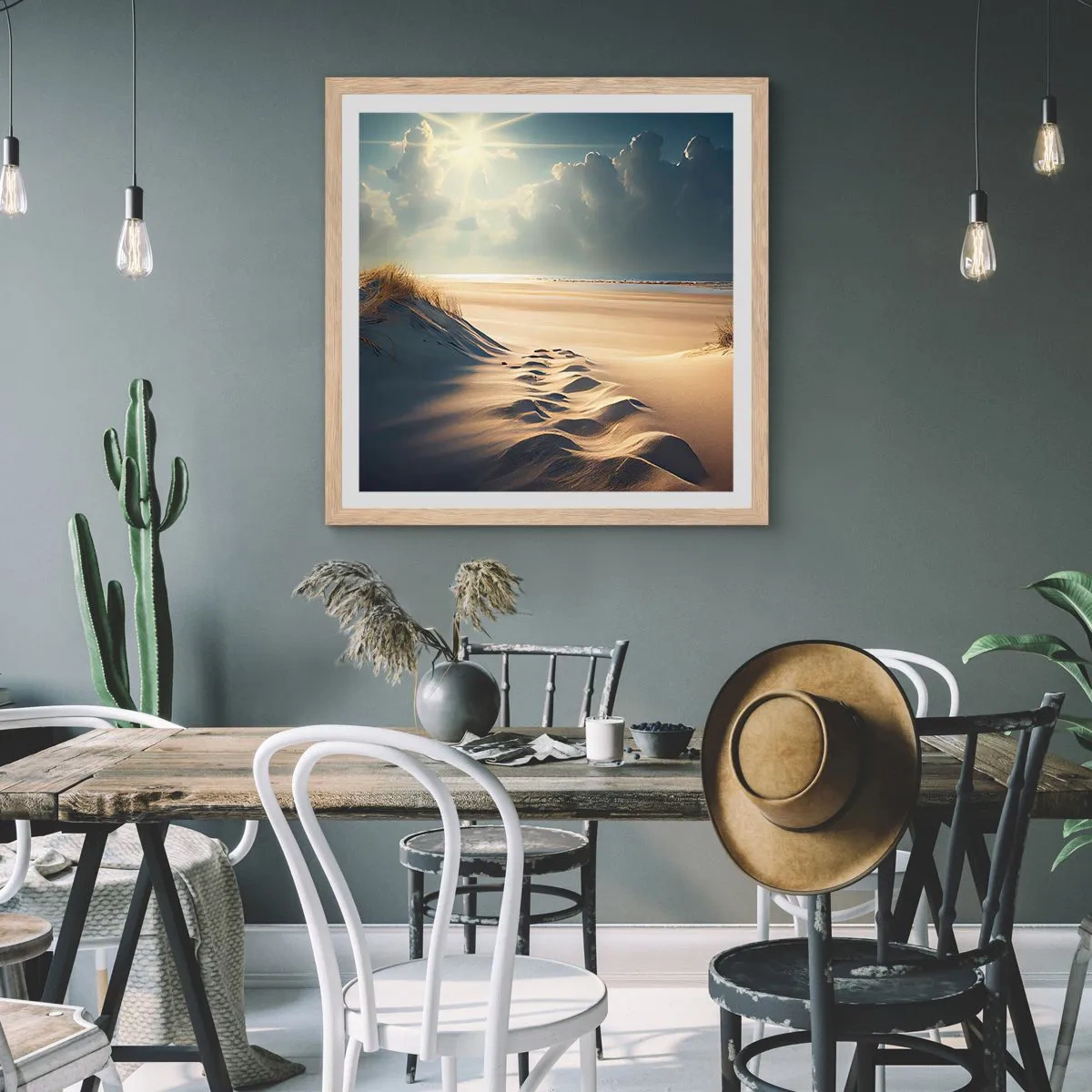 Affiche dans un chêne clair - Poster - Un paysage apaisant - 60x60 cm